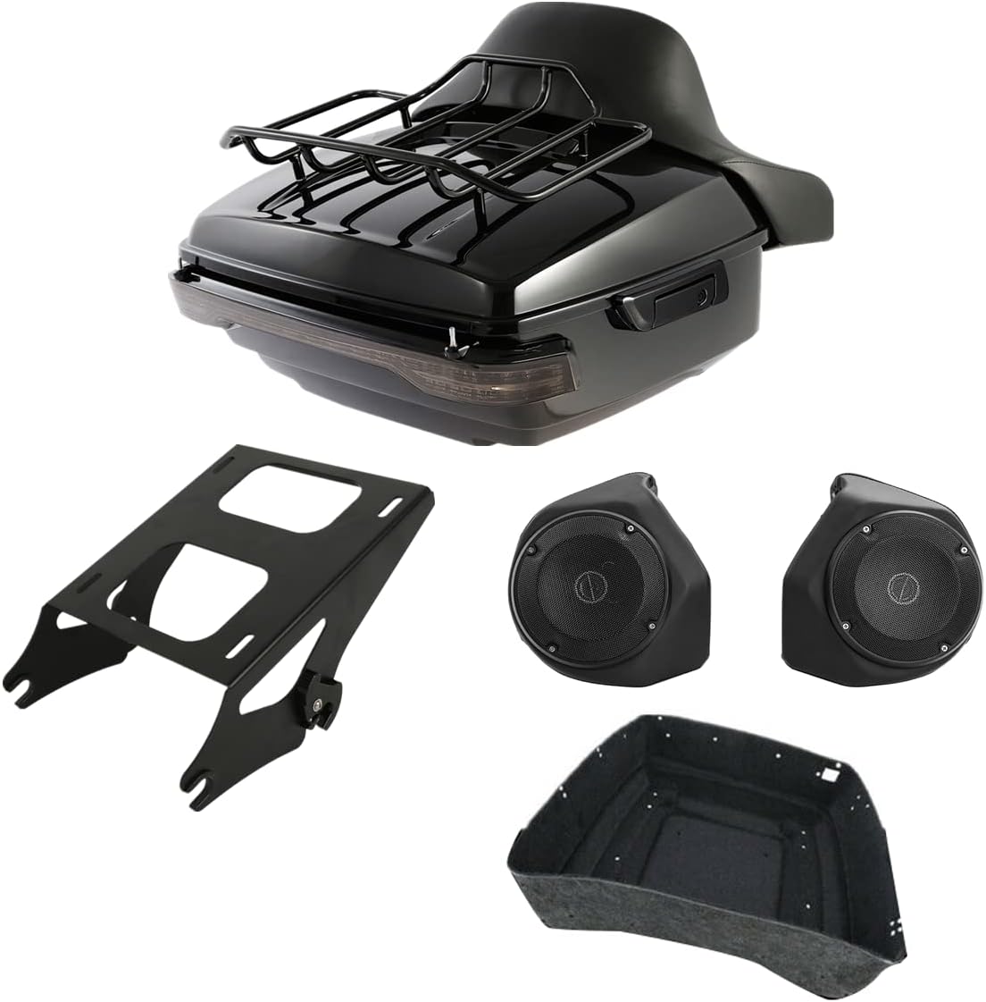 Gloss Black King Tour Luggage Trunk for Harley Touring Models