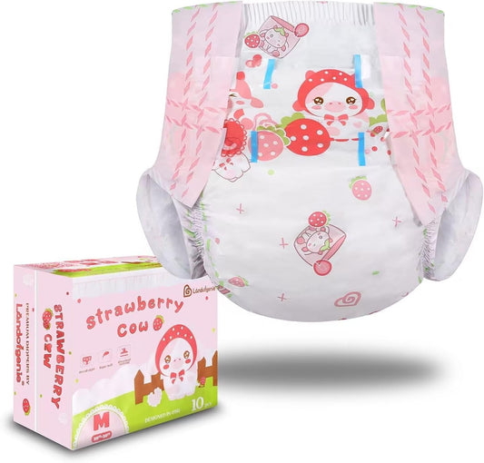 Strawberry Cow Adult Diapers: Large Overnight Protection! 