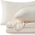BEDELITE Flannel Sheets King Size White - Super Soft Fleece Set