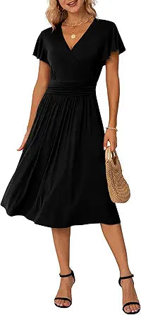 GRECERELLE Summer Fall Dress for Women with Ruffle Sleeves