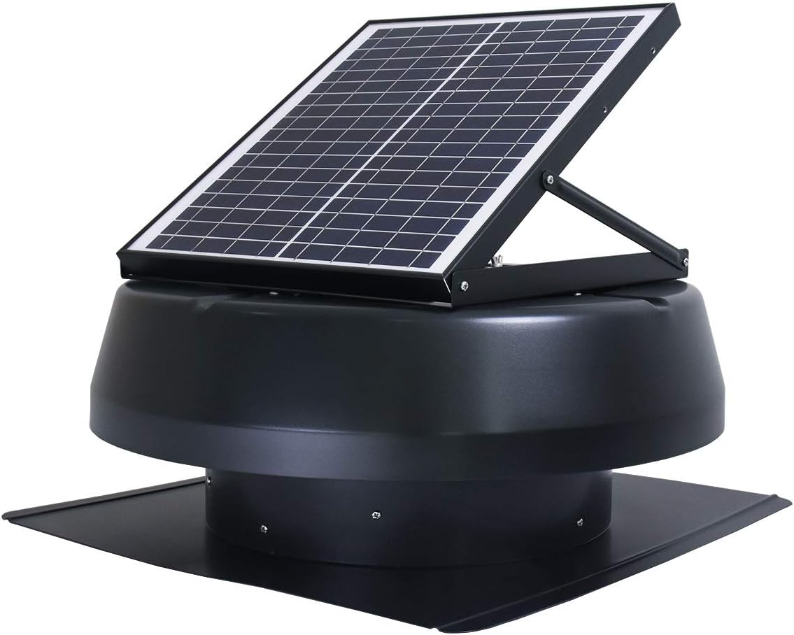 iLIVING 14in Hybrid Smart Thermostat Solar Roof Attic Fan