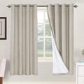 100% Blackout Linen Curtains - Pair 52x72 in Cobblestone for Bedrooms