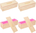Artisan Soap Loaf Wood Box with 4 Pink Silicone Molds - Flexible 42oz