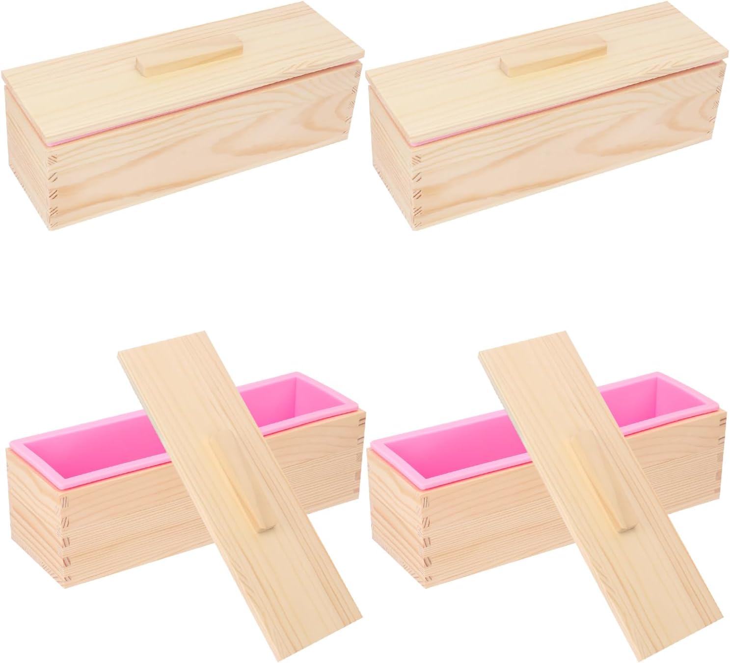 Artisan Soap Loaf Mold with Wooden Box and 4 Silicone Molds