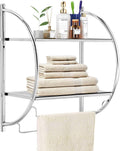 Tangkula Wall Mount 2 Tier Bathroom Shelf with Bars - Space Saving