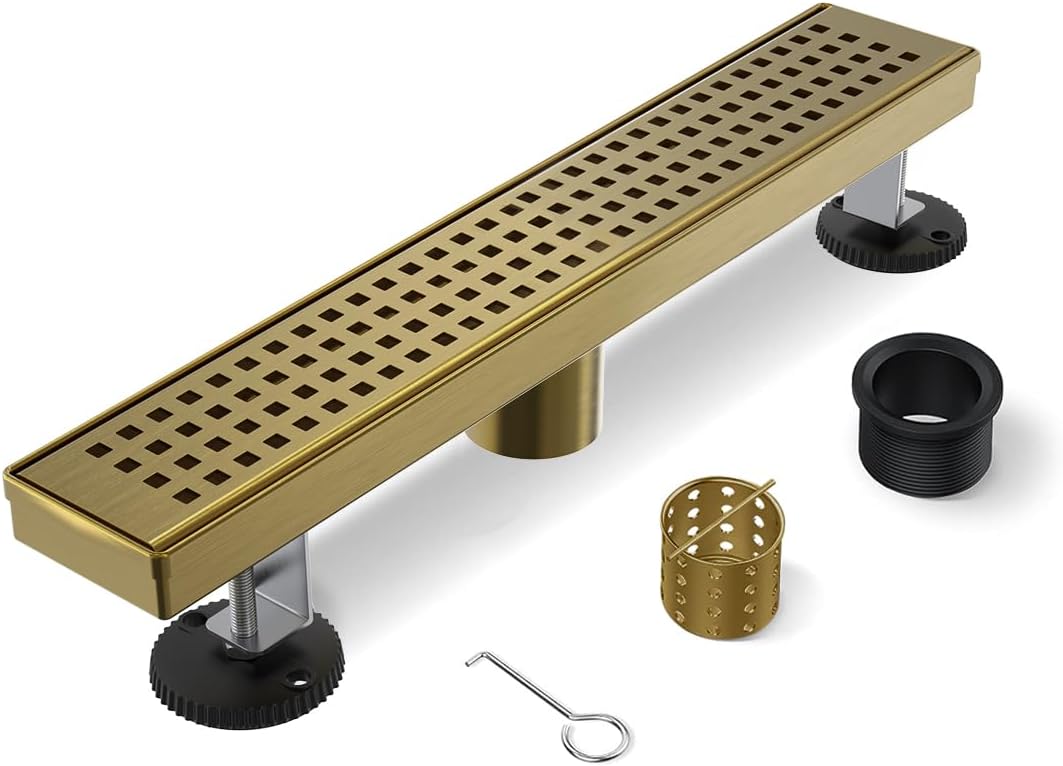Gold Shower Drain 12 Inch Linear Drain with Removable Grate