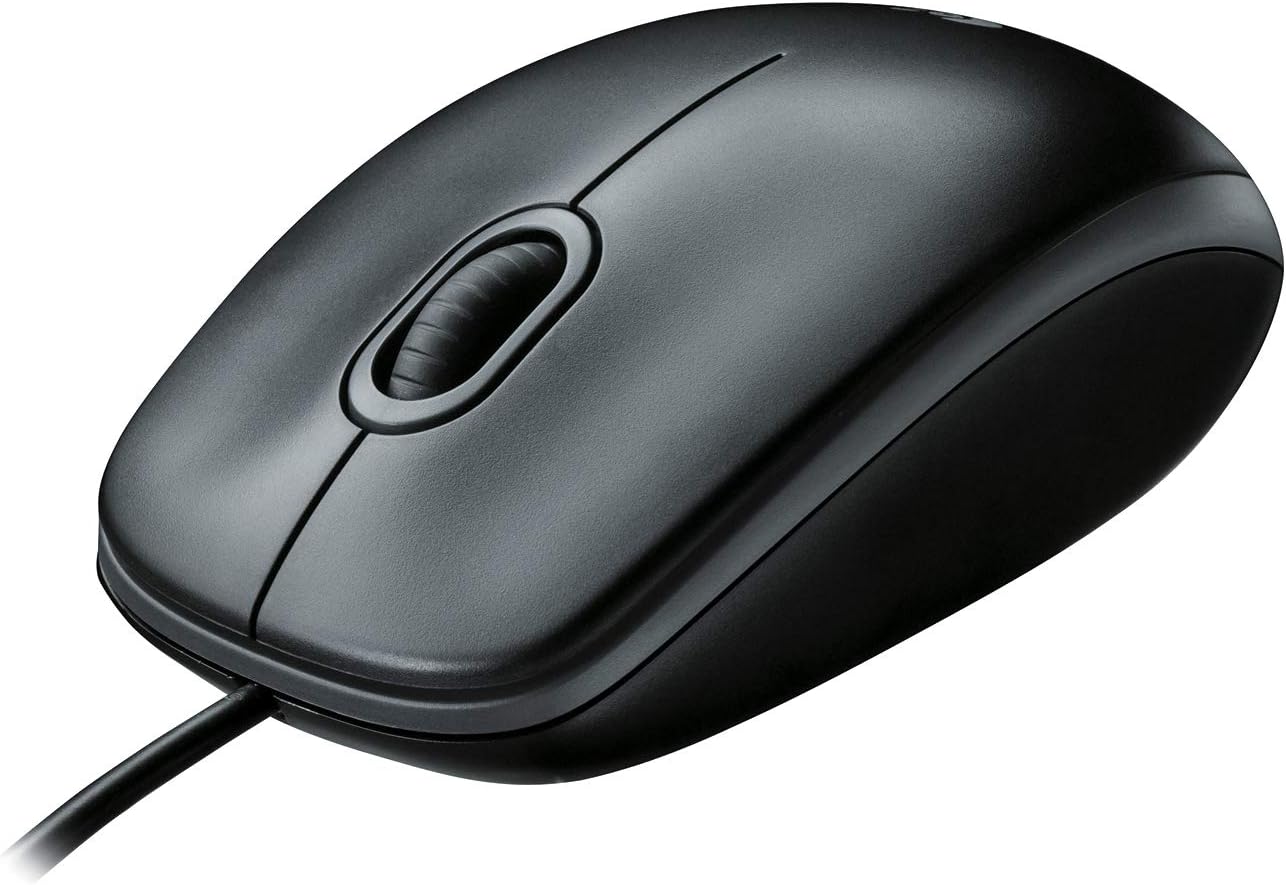 Logitech B100 Corded Mouse - Comfortable Wired USB for Both Hands