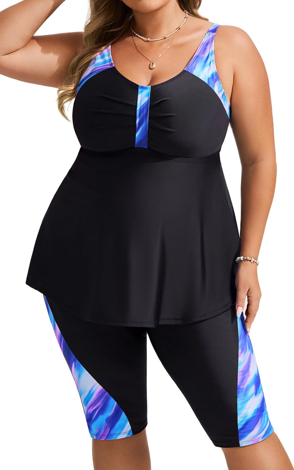 Hanna Nikole Plus Size Tankini Swimsuits for Women with Capris