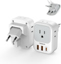 TESSAN European Travel Plug Adapter 4 Outlets 3 USB Ports