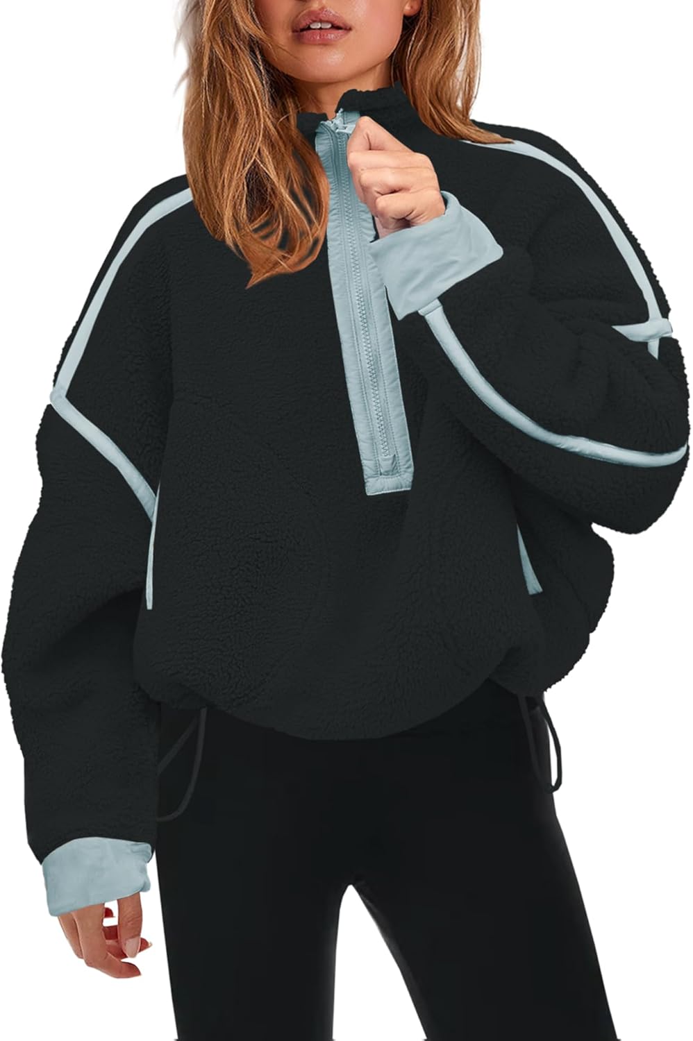 Panadila Womens Half Zip Sherpa Fleece Pullover for Cozy Style