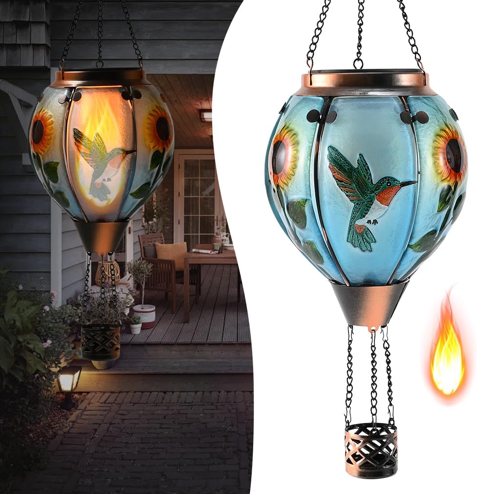 Hot Air Balloon Solar Lantern - Flickering Flame Garden Light