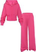 Trendy Girls 2 Piece Outfits Hoodie Zip Sweatshirt and Pants Set