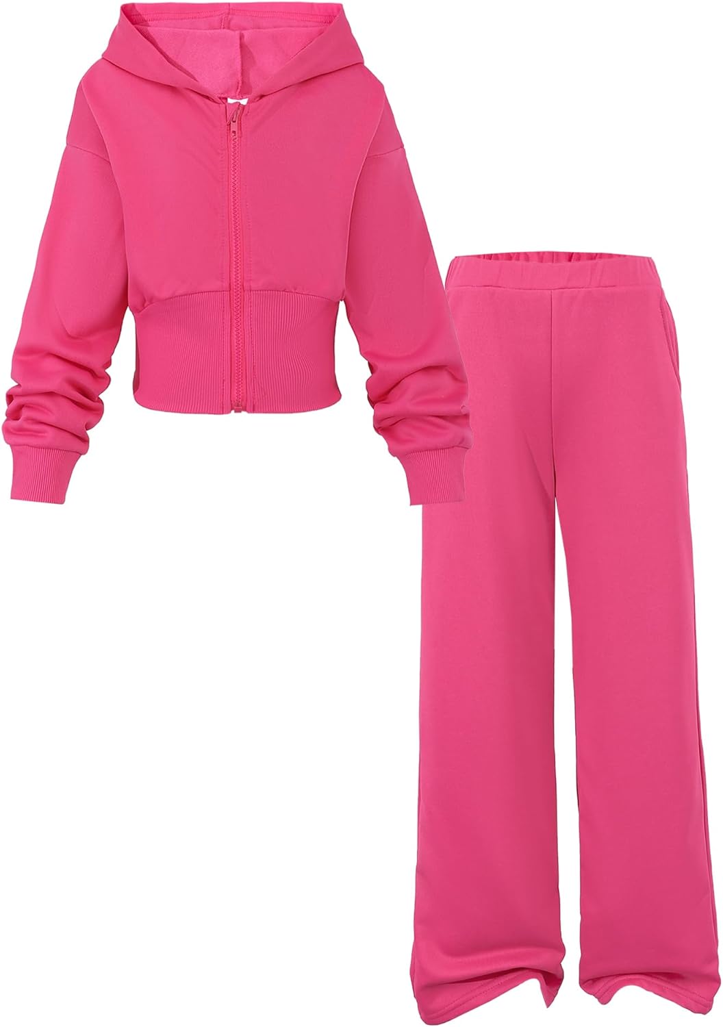Trendy Girls 2 Piece Outfits Hoodie Zip Sweatshirt and Pants Set