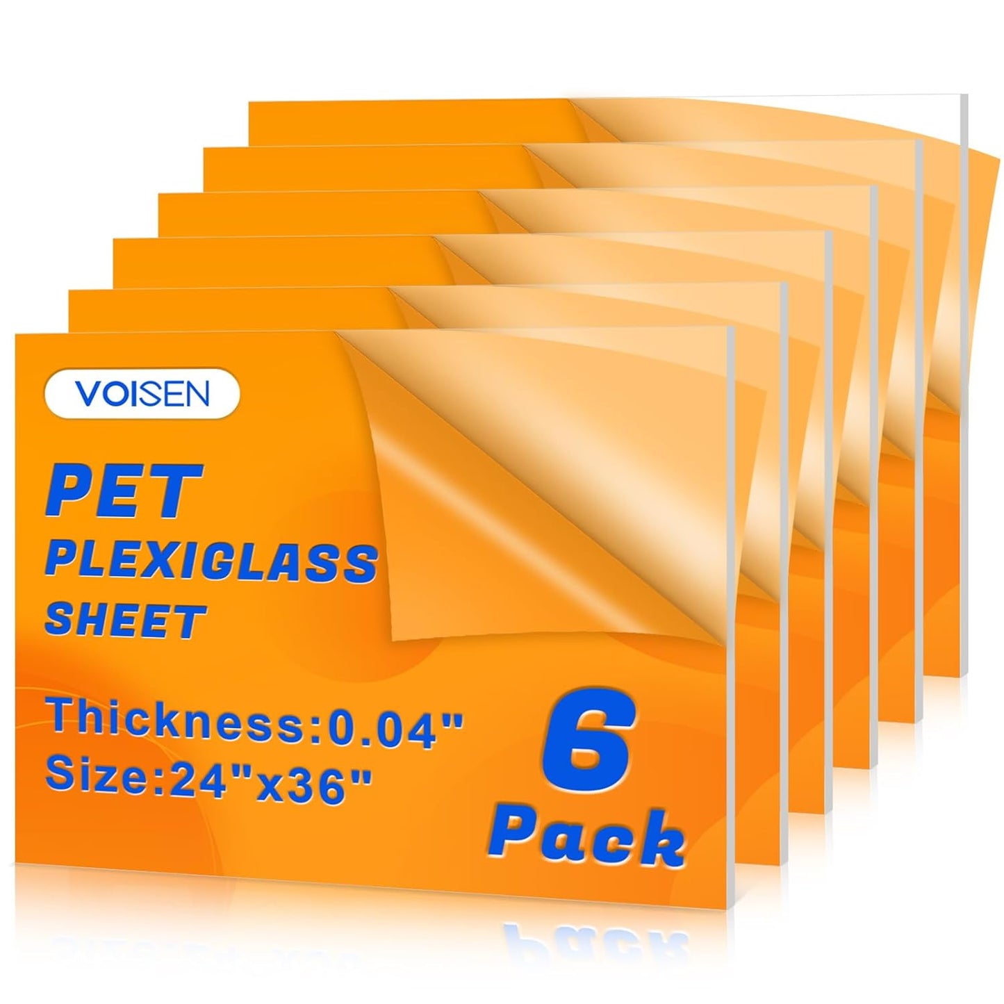 VOISEN 6 Pack 36in x 24in Clear Flexible Plastic Sheets for DIY
