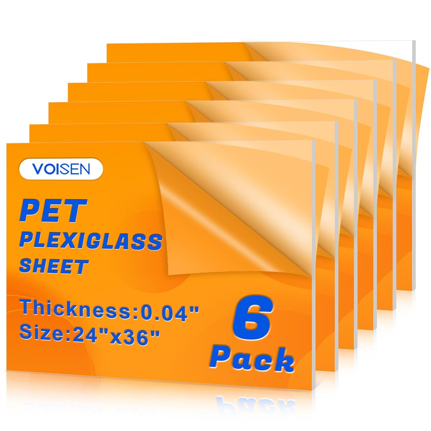 VOISEN 6 Pack 36in x 24in Clear Flexible Plastic Sheets for DIY
