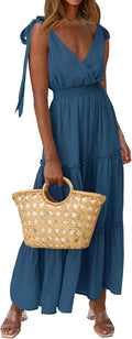 Women's Cross Neck Tiered Maxi Dress - Flattering Summer Sundress