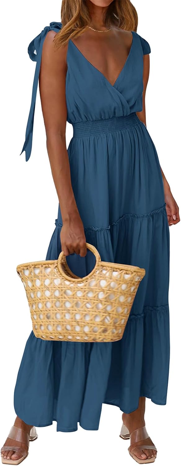 PRETTYGARDEN Women's Cross Neck Sleeveless Maxi Dress for Summer