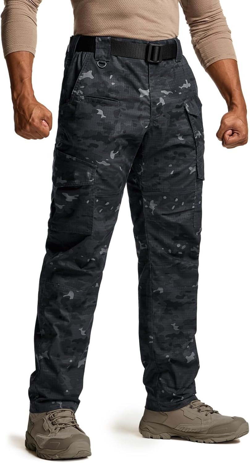 CQR Men's Flex Ripstop Tactical Pants for Outdoor Activities