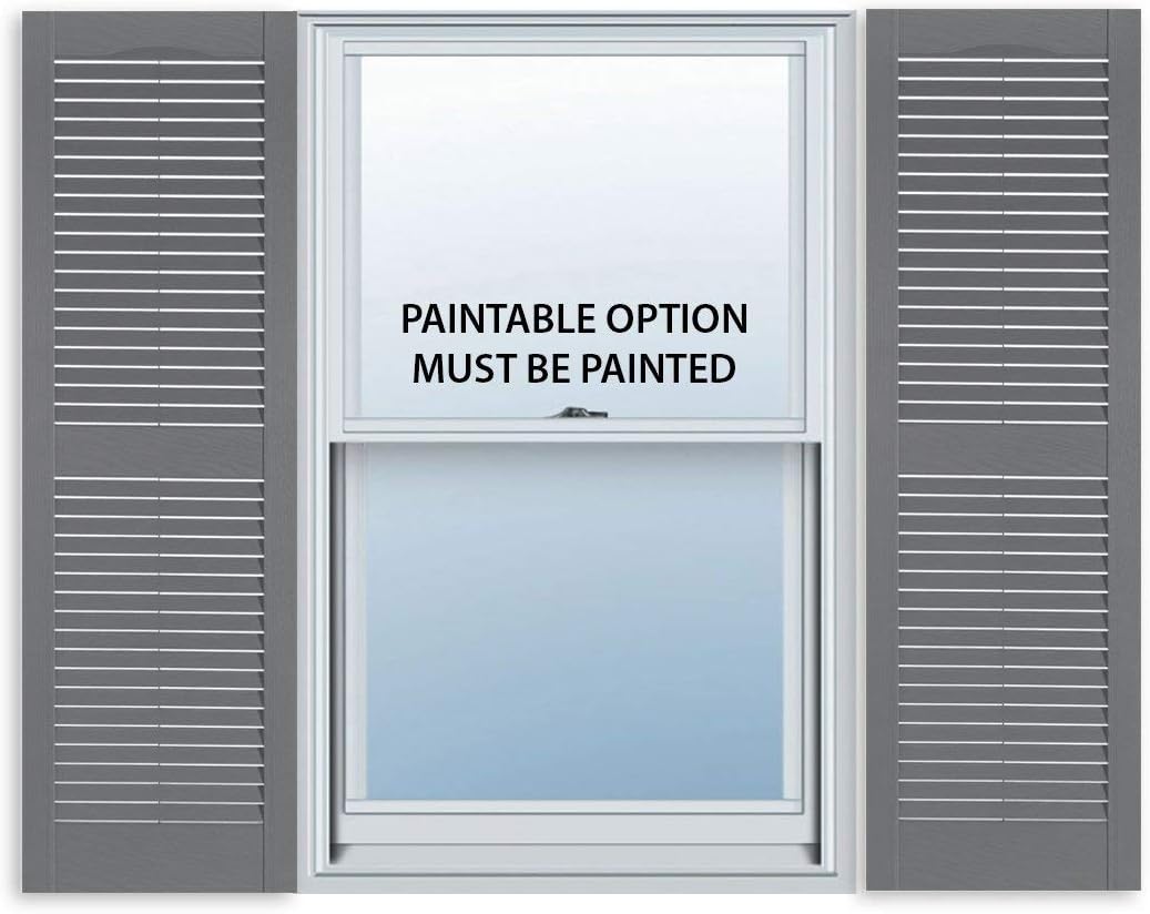 Exterior Solutions Standard Louver Vinyl Shutter Pair, 15in x 67in