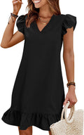 Spring Summer Dresses for Women V Neck Ruffle Hem - Casual Beach