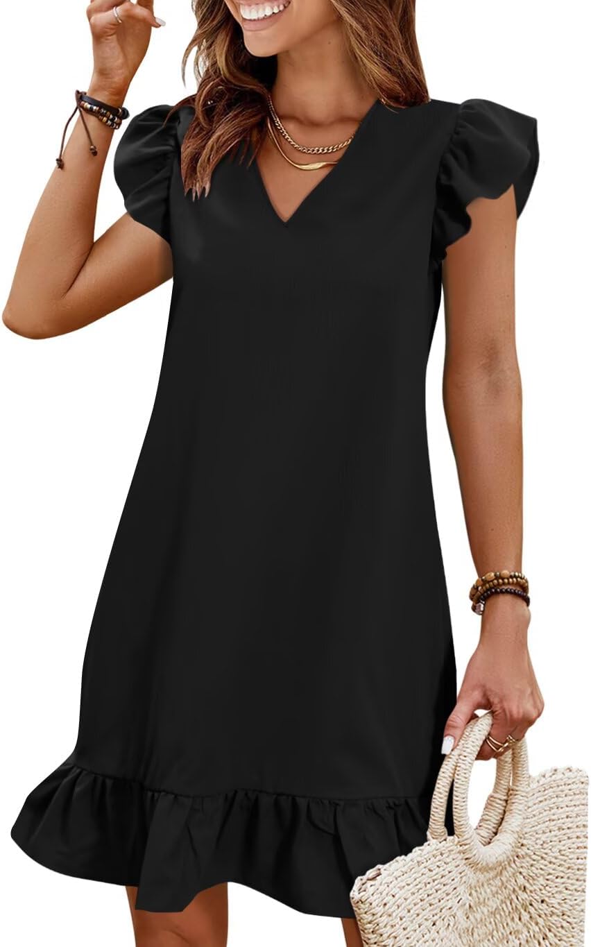 QACOHU Spring Summer Dresses for Women with Ruffle Hem Style