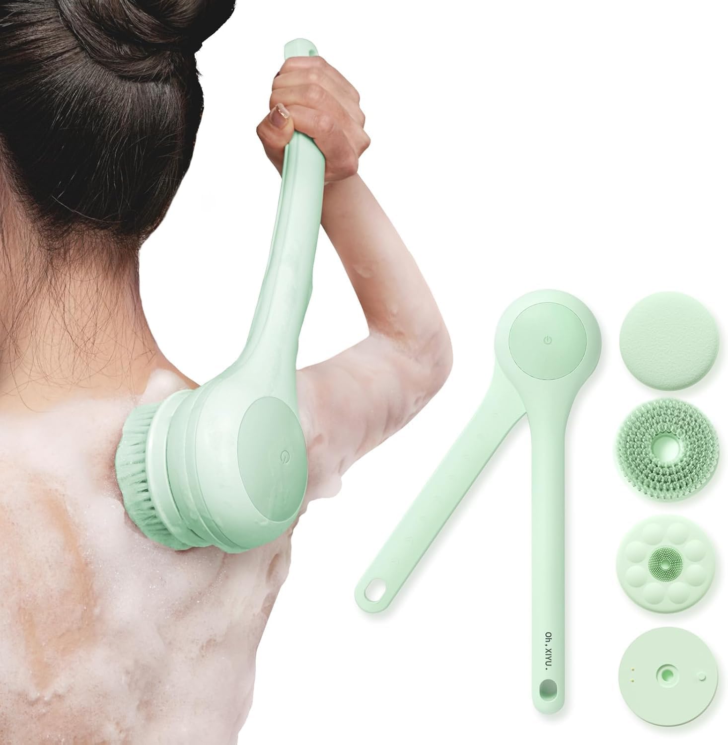 Electric Body Brush Back Scrubber for Shower with Dual Handle