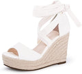 Womens Espadrilles Wedges Sandals Heels Open Toe Tie Lace (Style XCYL)