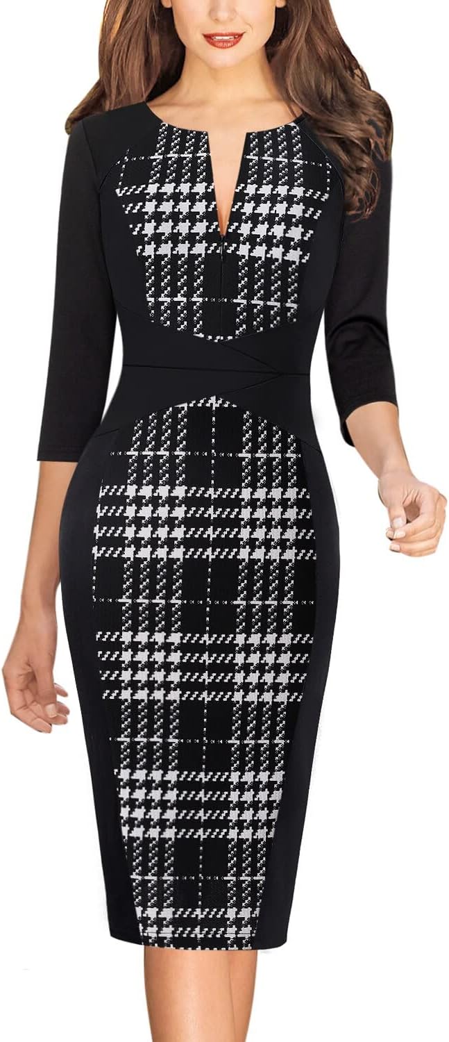 VFSHOW Womens Slim Zipper Up Bodycon Pencil Dress for Work