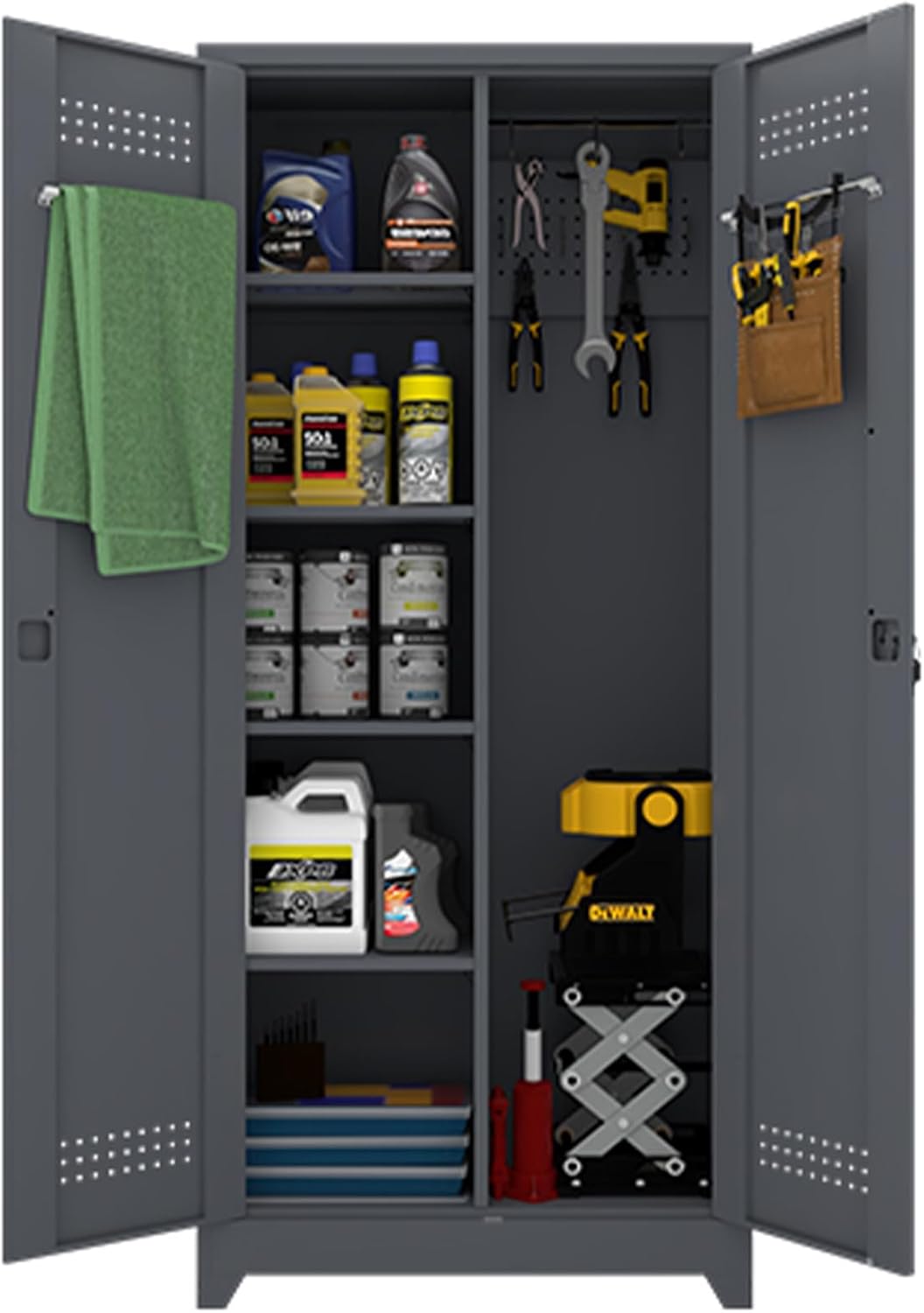 Utility Cabinets for Garage Storage - Durable Metal Broom Closet