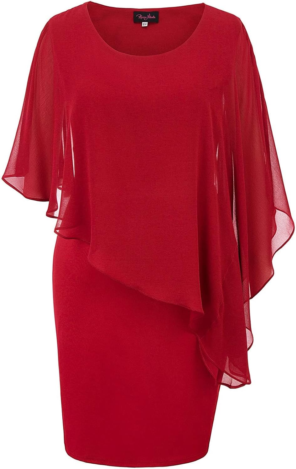 Hanna Nikole Women's Sleeveless Cape Dress with Chiffon Overlay