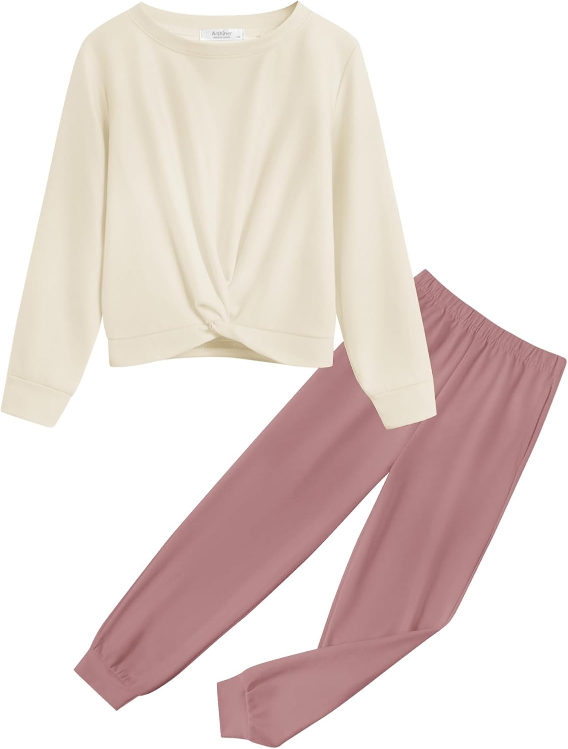Arshiner Girls 2 Piece Outfits Fashion Twist Front Tracksuit