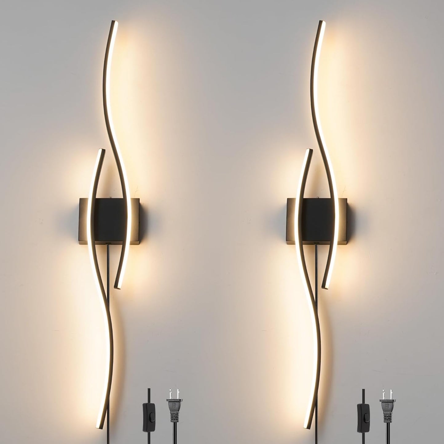 Modern Plug in Wall Sconces Set of Two for Cozy Lighting
