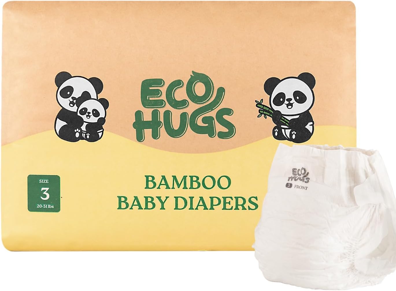 EcoHugs Bamboo Diapers Size 3 | Ultra-Soft & Hypoallergenic