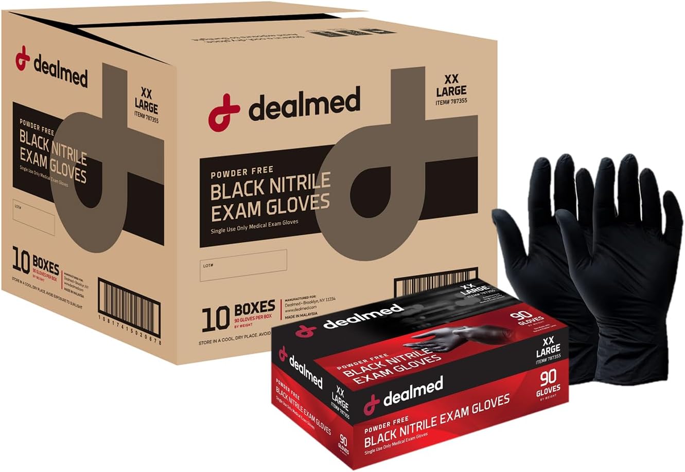 Black Nitrile Exam Gloves for Medical and Multi-Purpose Use
