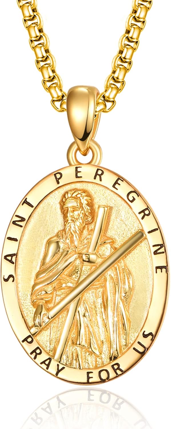 925 Sterling Silver Patron Saint Medals Amulet Necklace for Men