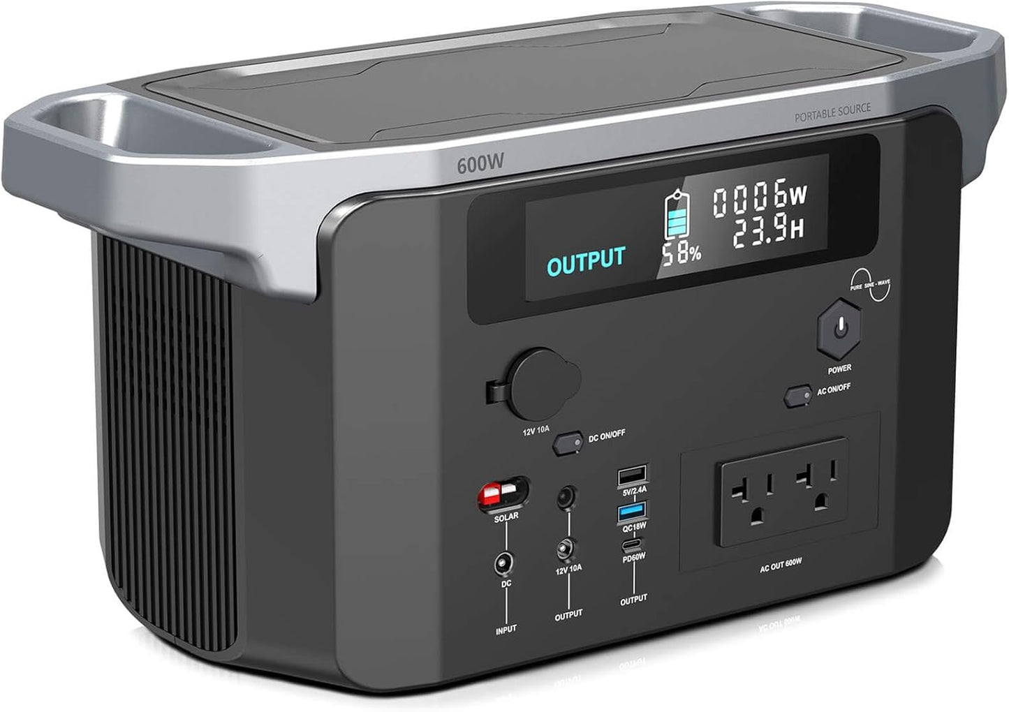 MONDAWE Portable Power Station - 647Wh Solar Generator for Anywhere