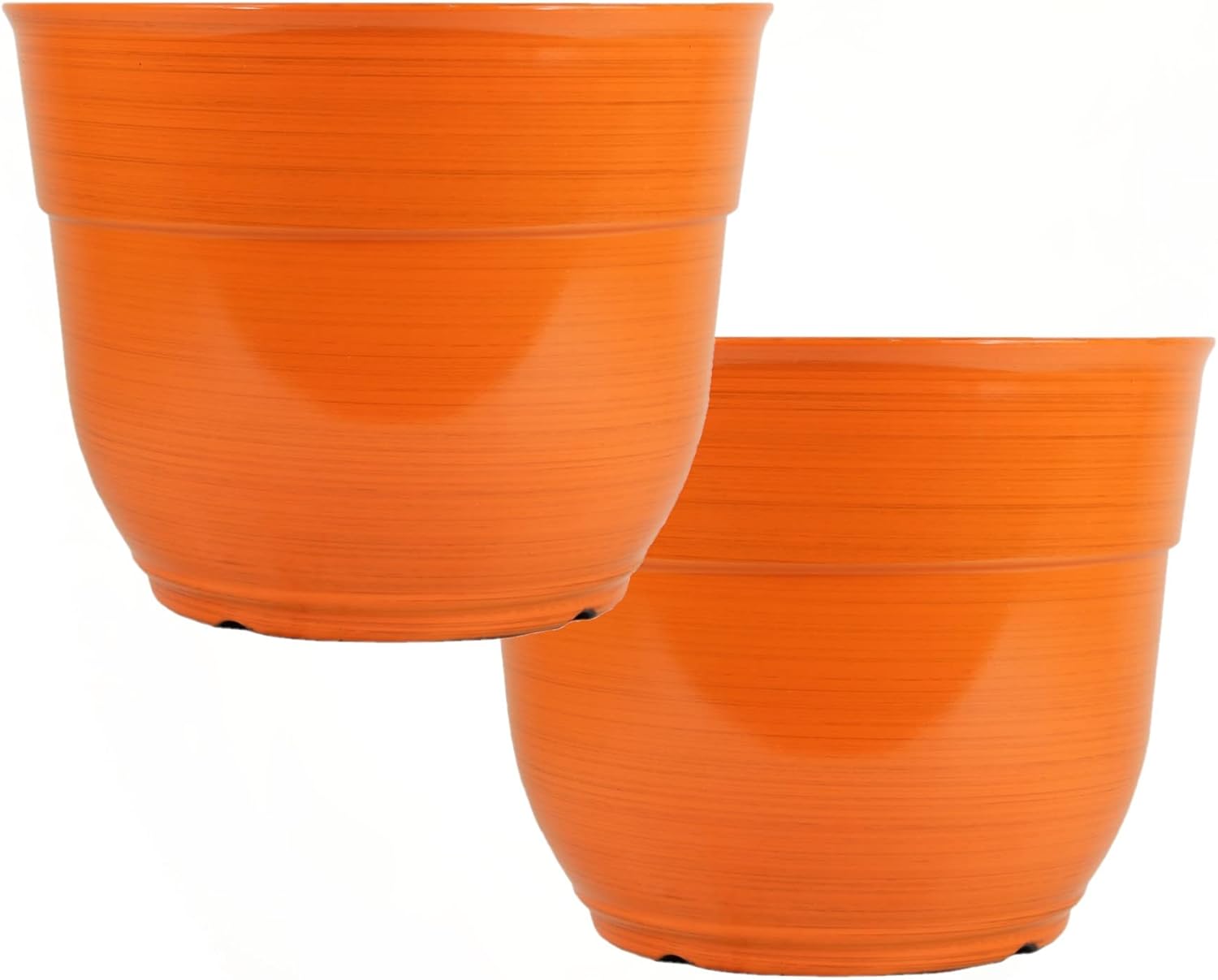 Bright Orange Indoor/Outdoor Glazed Brushed Plastic Planters