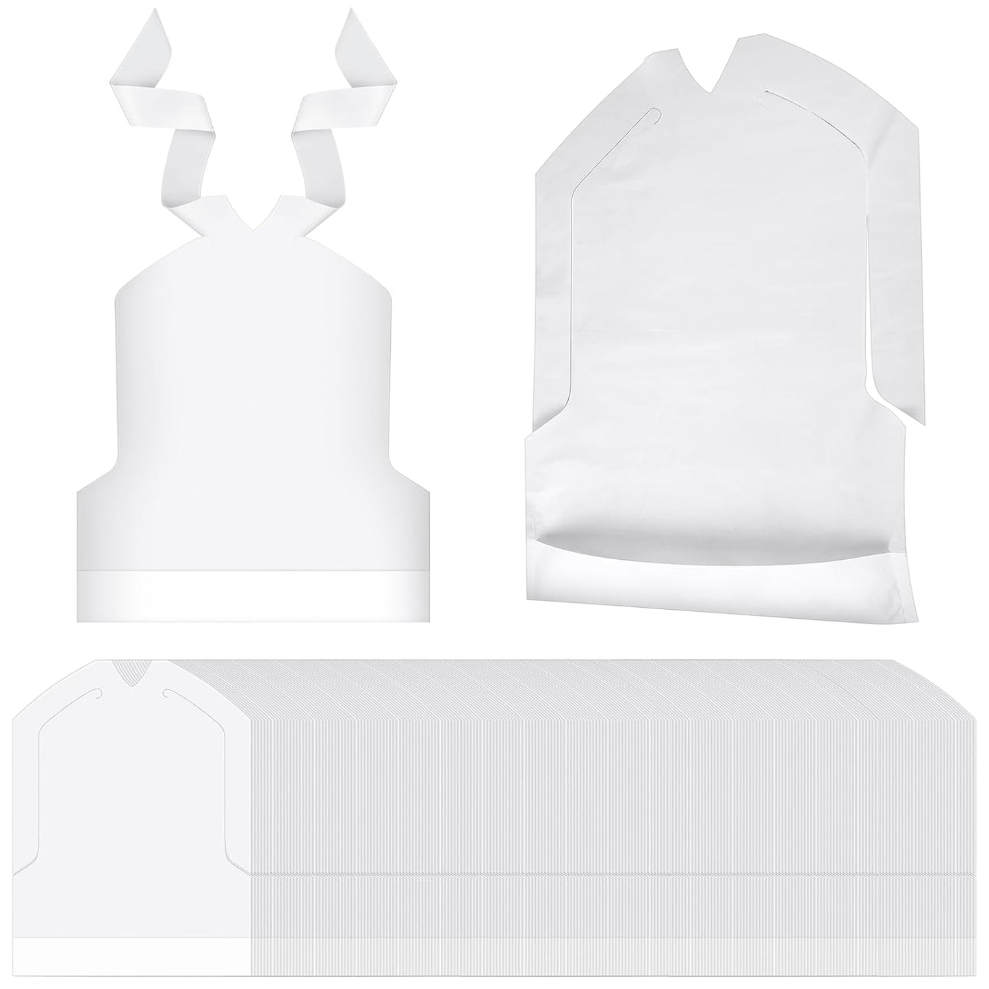 500 Pcs Disposable Plastic Bibs for Kids with Crumb Catcher