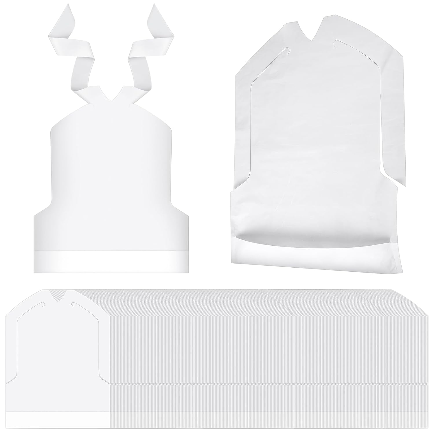 500 Pcs Disposable Plastic Bibs for Kids with Crumb Catcher