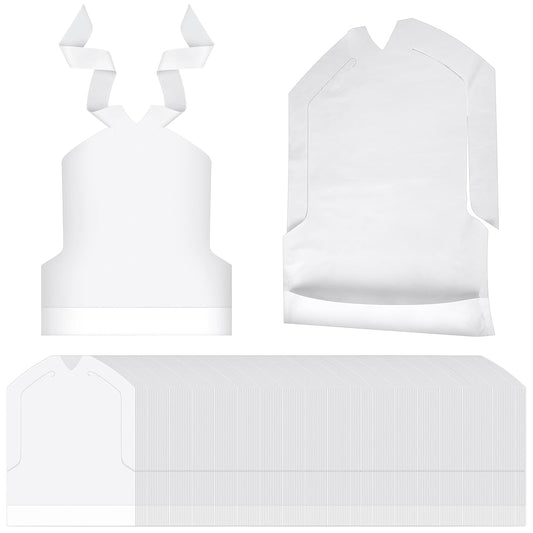 500 Pcs Disposable Plastic Bibs for Kids with Crumb Catcher