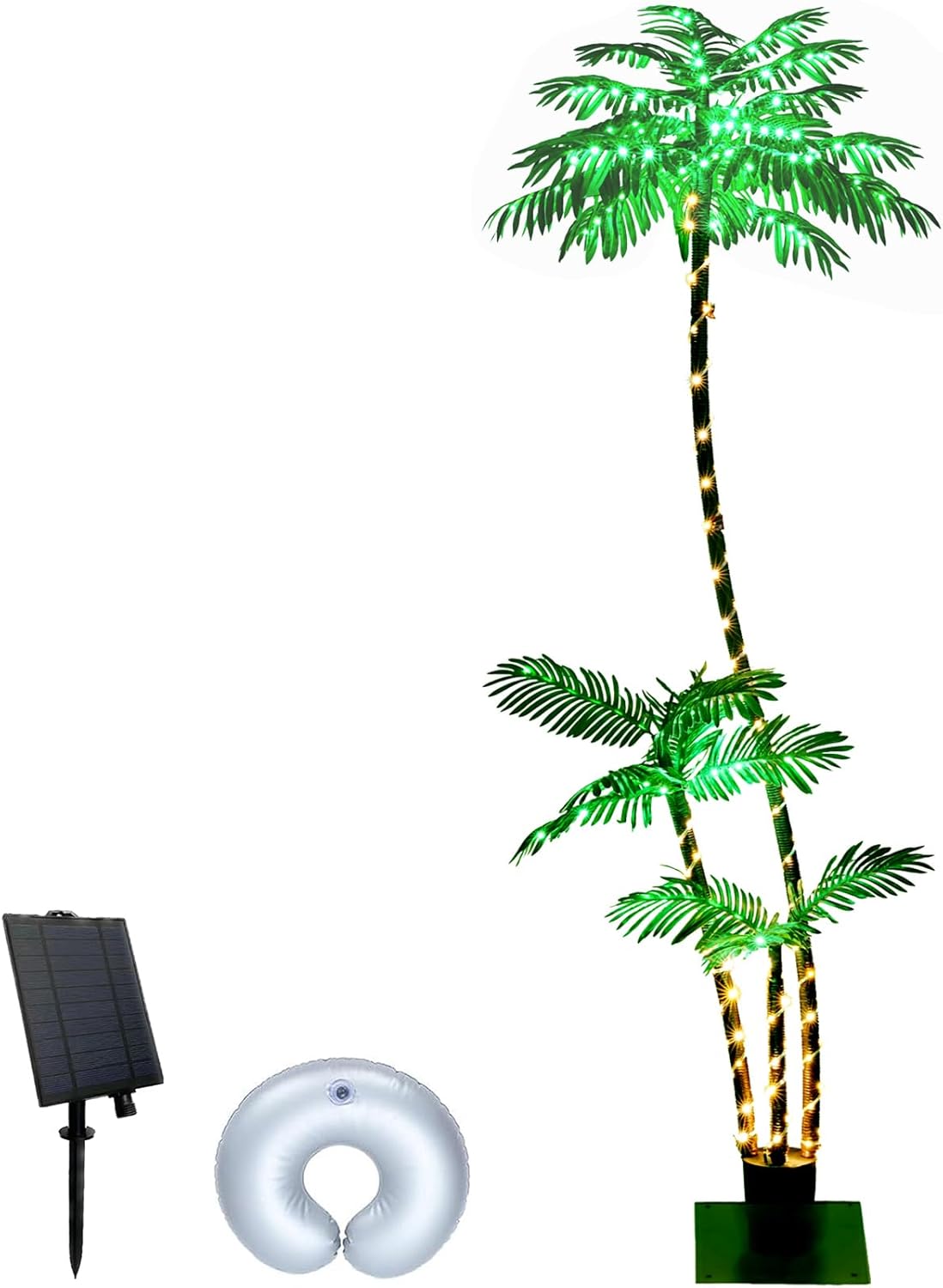 6FT Solar Lighted Palm Trees for Outdoor Tropical Decor
