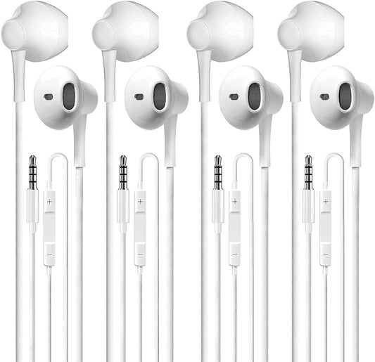 4 Pack Wired Earbuds with Mic & High Sound Quality - Versatile Compatibility!