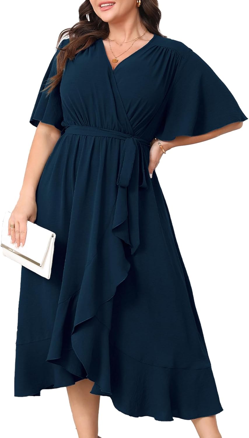 Plus Size Formal Wedding Guest Cocktail Dresses for Curvy Women