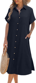 Zeagoo Women Summer Button Down Shirt Dress - Versatile Beach Cover Up