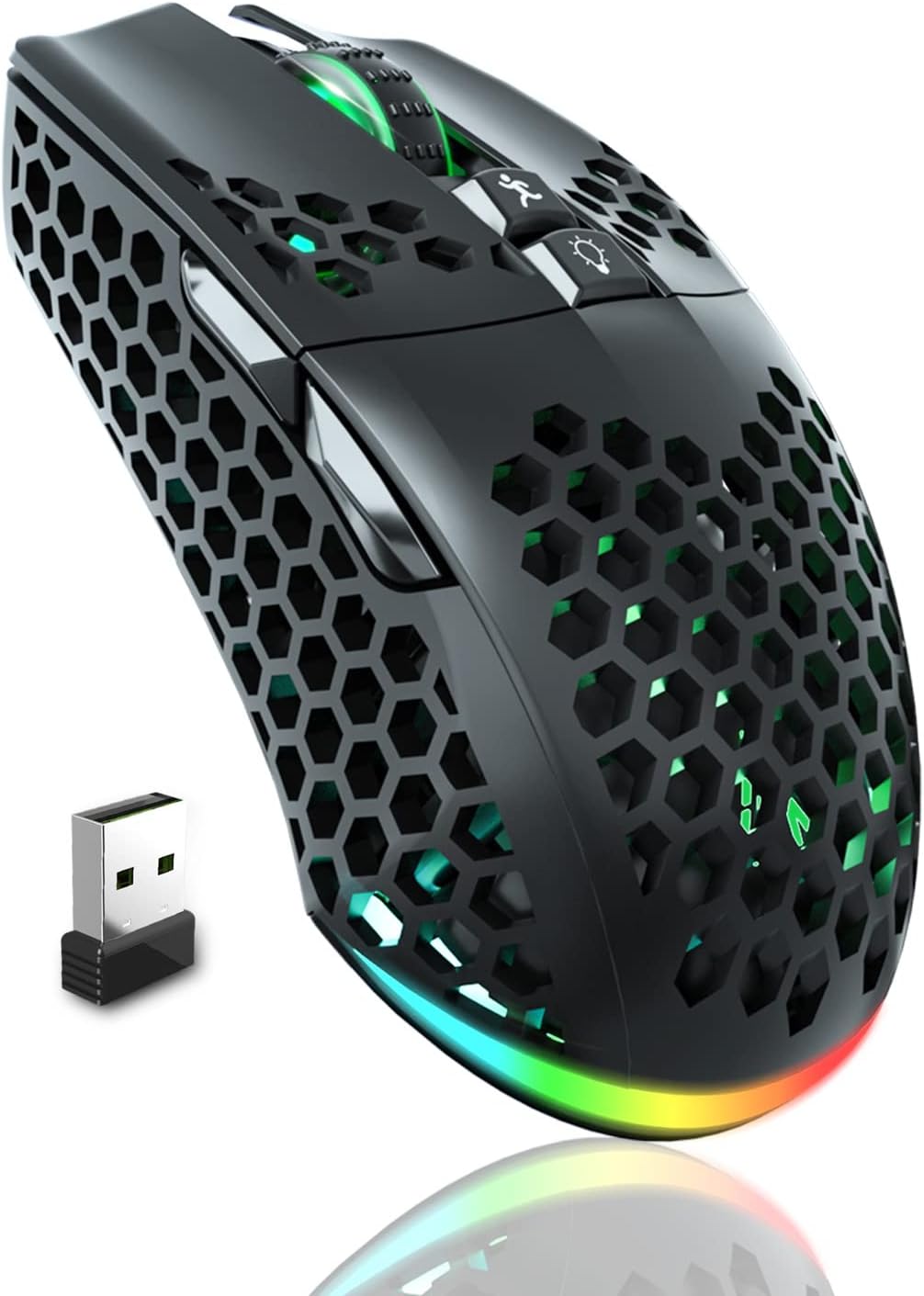 8000 DPI Wireless Honeycomb Gaming Mouse - RGB, Macro, BT5.1