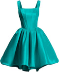 Satin Homecoming Dresses for Teens Spaghetti Straps Square Neck