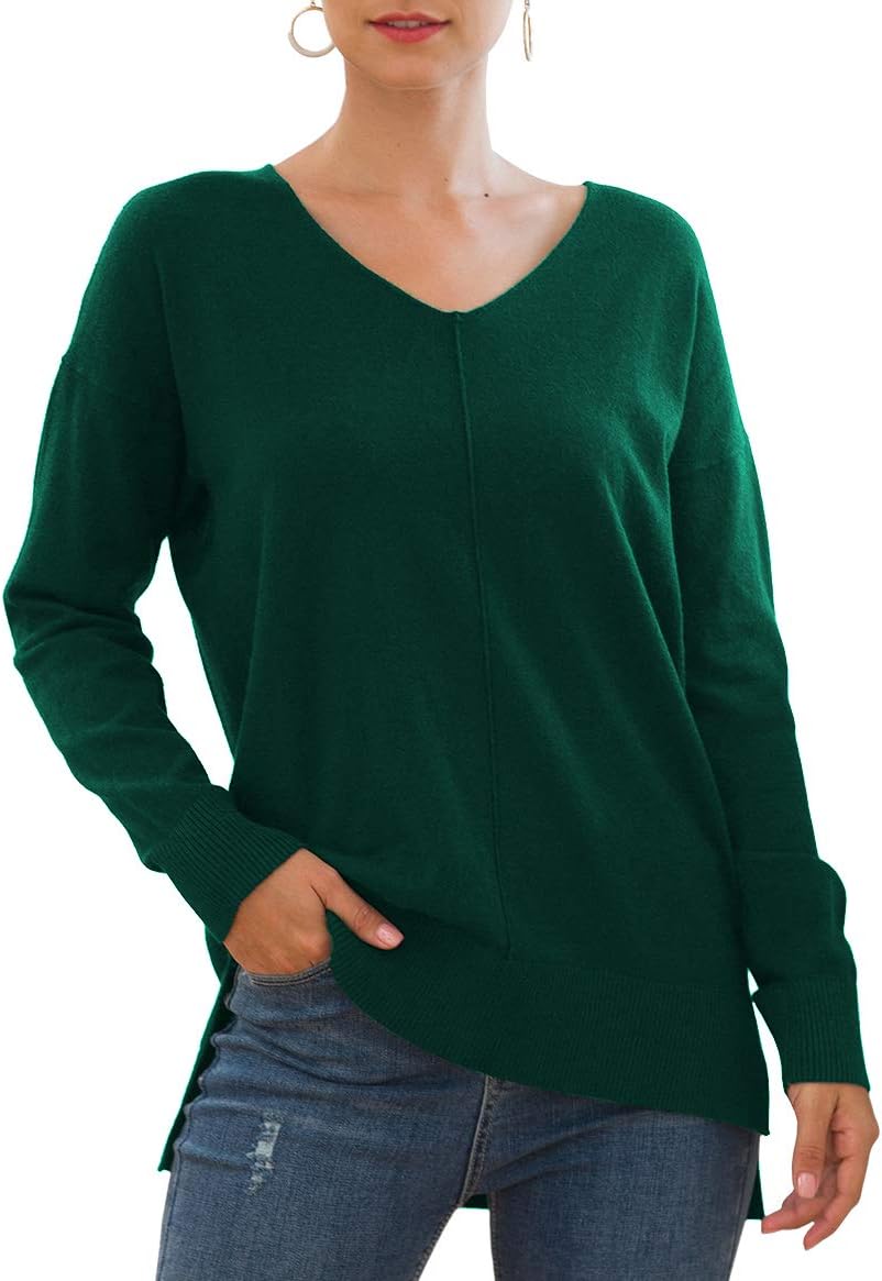 Jouica Women's Casual Lightweight V Neck Batwing Sleeve Sweater
