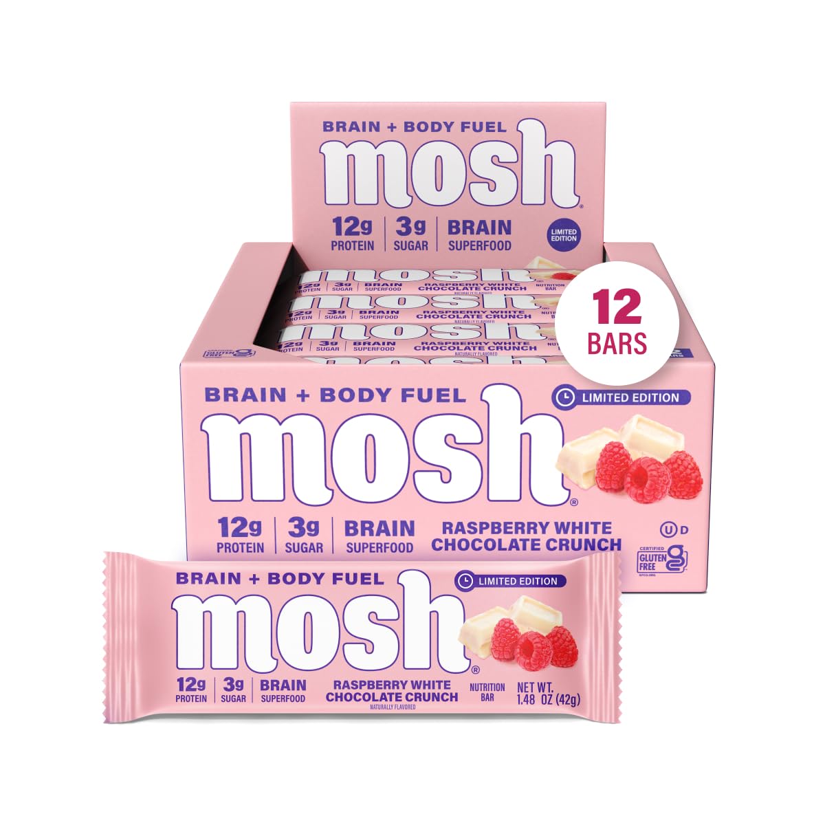 MOSH Raspberry White Chocolate Crunch Keto Protein Bars Review