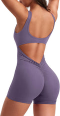 One Piece Workout Jumpsuits for Women - Backless V Back Scrunch Fit