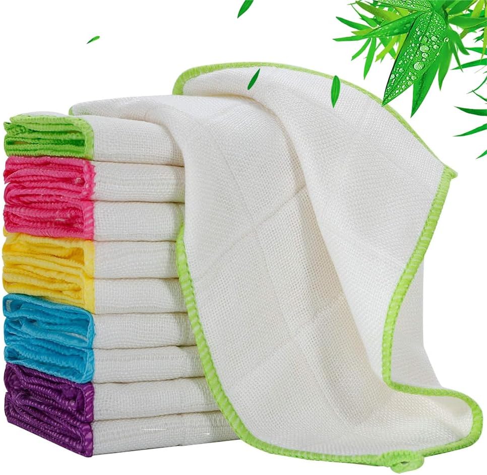 Bamboo Dishcloths 10 Pack - Absorbent & Odor Free